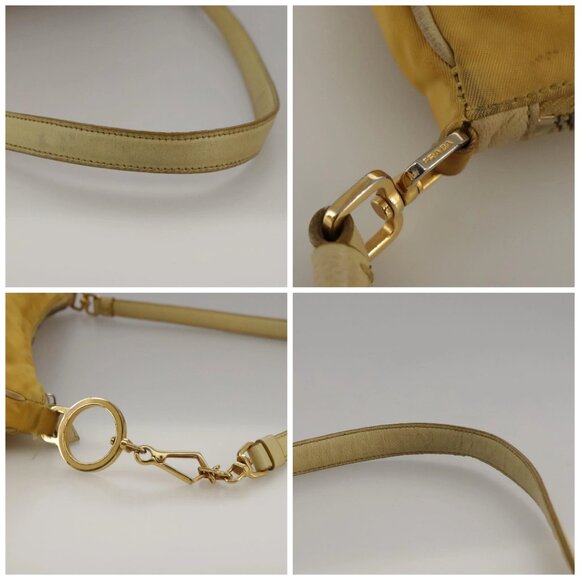 PRADA Shoulder Bag Nylon Leather Yellow Gold Auth 102786 - Picture 16 of 16